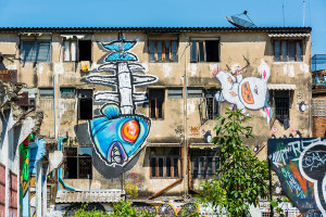 Giant Graffiti On The Abandon Building In Thailand